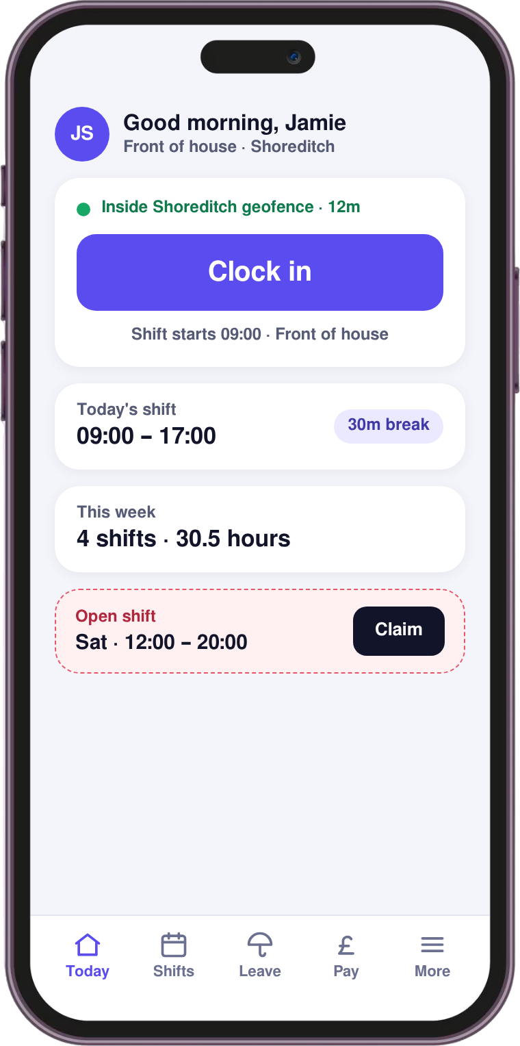 TaskBit HR app on a phone